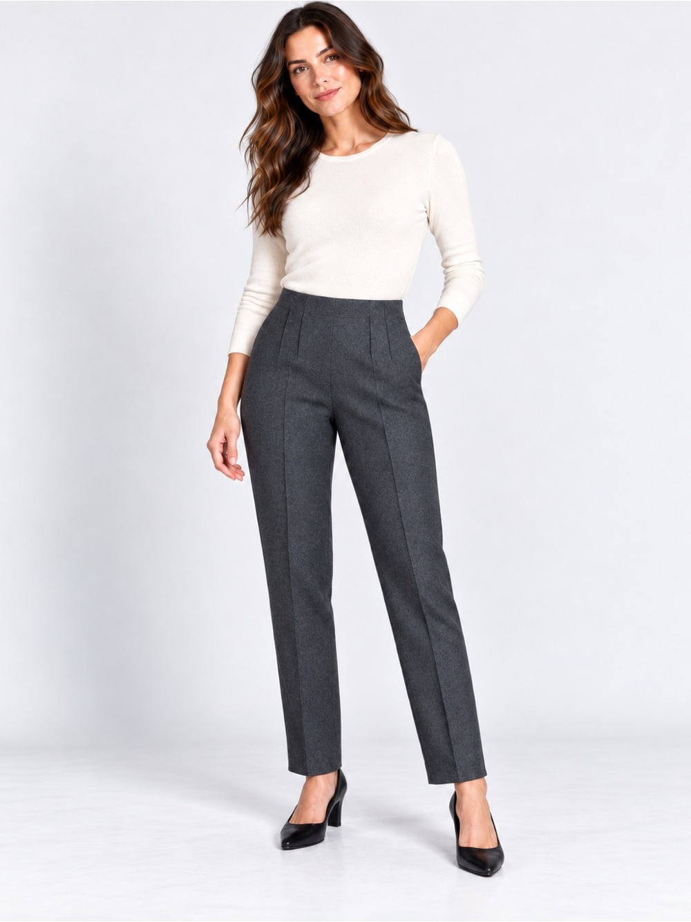 Carroll Paris Gray Wool Blend Tailored Trousers Side Zip Size 38